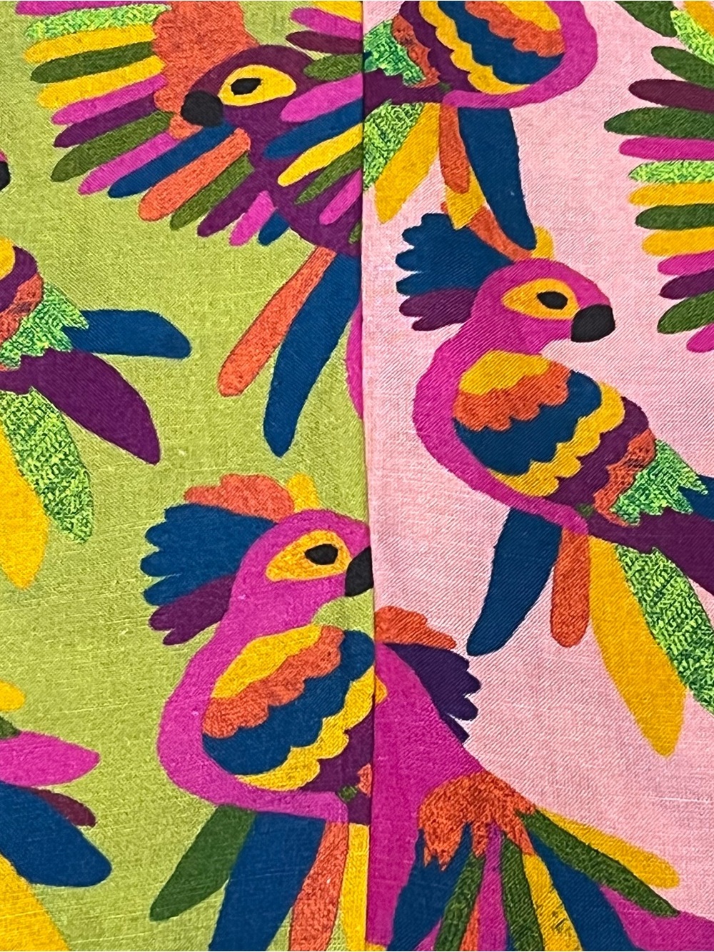 Farm Rio For Anthropologie Printed Surf Shirt Women Large Green Pink Parrots New - Picture 12 of 12